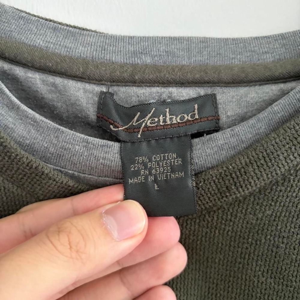 Y2k Method olive green crewneck sweatshirt Size L - Picture 2 of 5